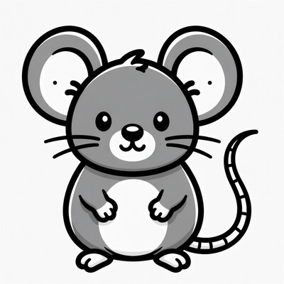 Cute gray mouse illustration