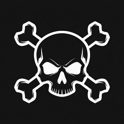 White Skull and Crossbones Symbol