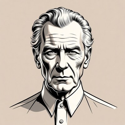 Elderly man in suit portrait illustration