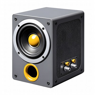 Gray speaker with yellow woofer