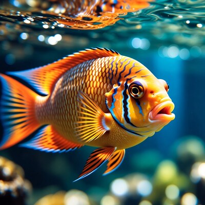 Vibrant Orange Angelfish Underwater