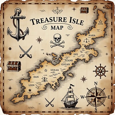 Treasure Island Pirate Map