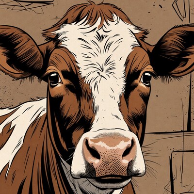 Holstein Cow Closeup Illustration