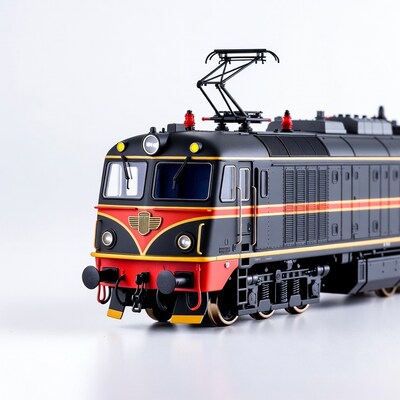 Black Red Electric Locomotive Model