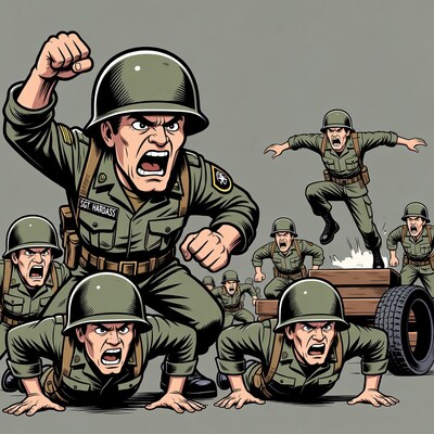 Sgt Hardass cartoon soldiers training