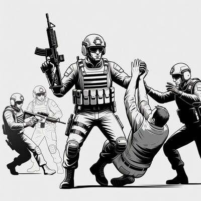 SWAT team arresting suspect