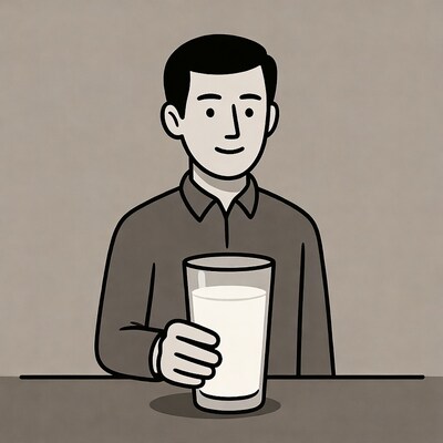 Man holding glass of milk