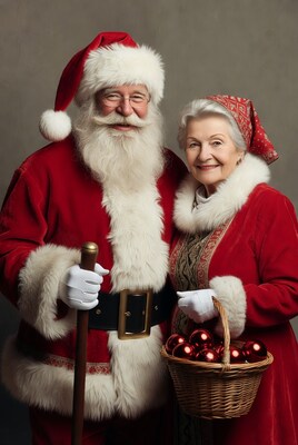 Santa Claus and Mrs Claus with ornaments