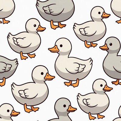 Cute white ducks pattern