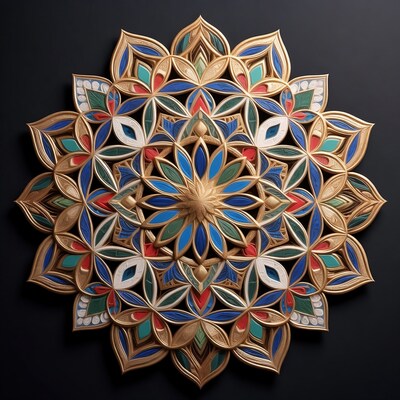 Colorful Mandala on Dark Background