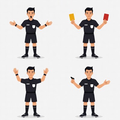 Soccer referee showing cards and whistle