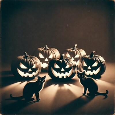 Black Cats with Jack-o-Lanterns