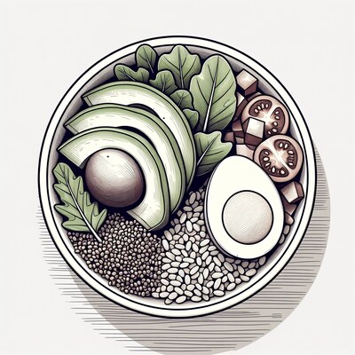 Avocado Quinoa Salad Bowl Illustration