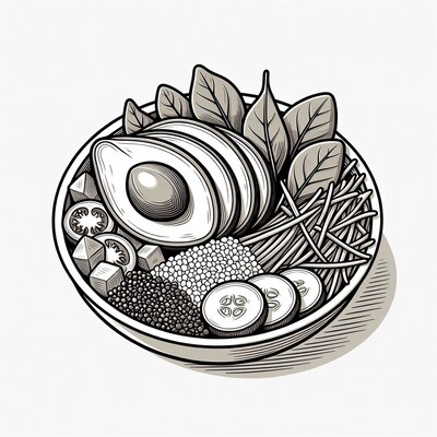Avocado Buddha Bowl Illustration