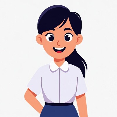 Smiling Asian girl in school uniform