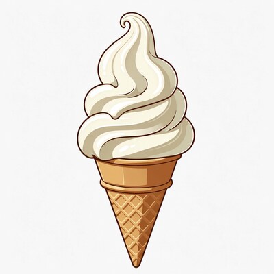 Vanilla Ice Cream Cone Illustration