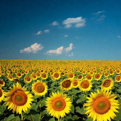Sunflower Field Under Blue Sky