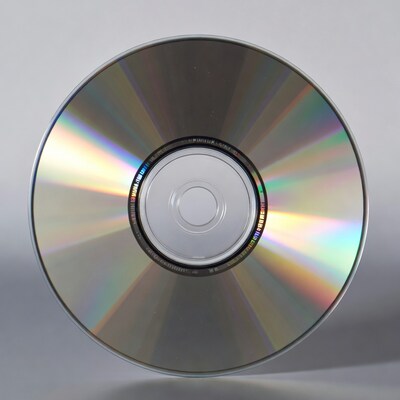 Shiny CD Disc on Gray Background