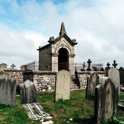 Stone Mausoleum in Cemetery