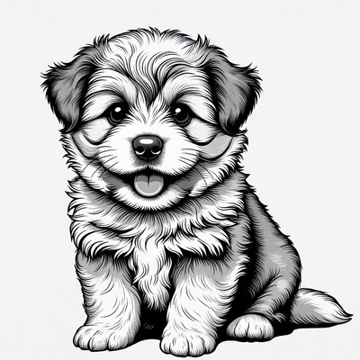 Cute fluffy puppy illustration