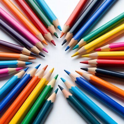 Colorful Pencils Arranged in Circle