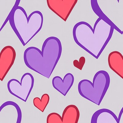 Pink Purple Hearts Seamless Pattern