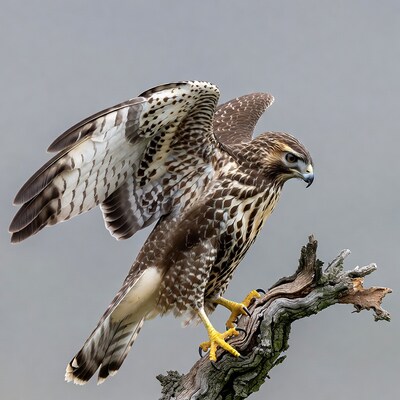 Red-tailed Hawk Perched on Branch