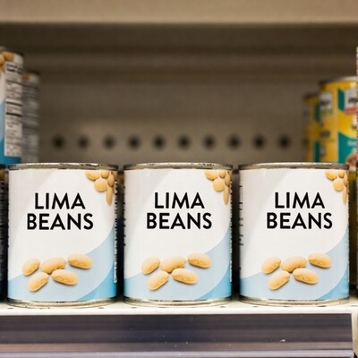 Canned Lima Beans on Shelf