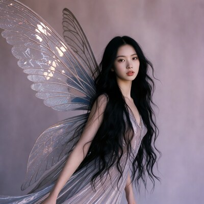 Asian woman with fairy wings