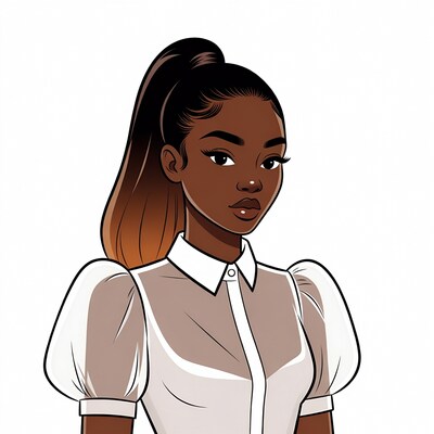African-American woman with ponytail illustration