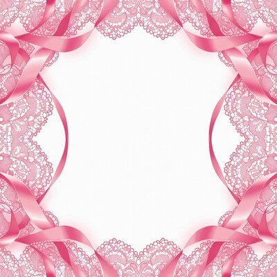 Pink Lace Ribbon Border Frame