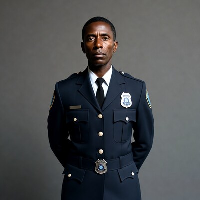 African-American police officer in uniform