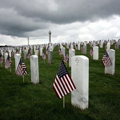 American Flags on Cemetery Graves
