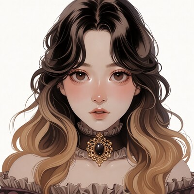 Anime girl with choker necklace
