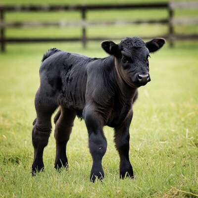 Black Calf Standing in Grass
