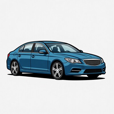 Blue sedan car illustration