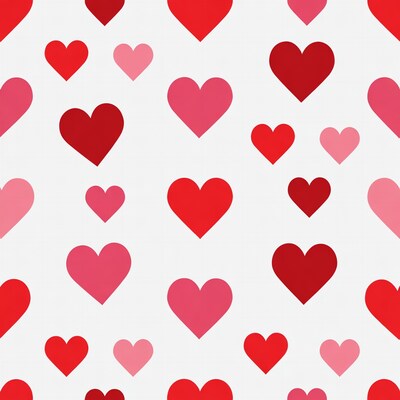 Red Pink Hearts Pattern White Background