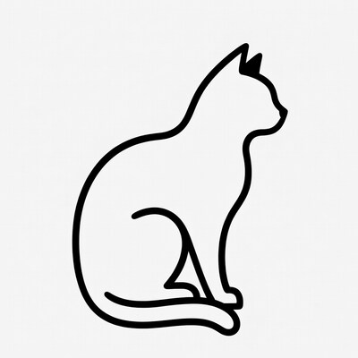 Line art cat sitting sideways