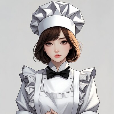Anime girl in chef uniform