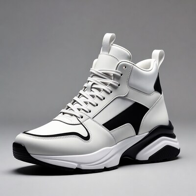 White black high-top platform sneakers
