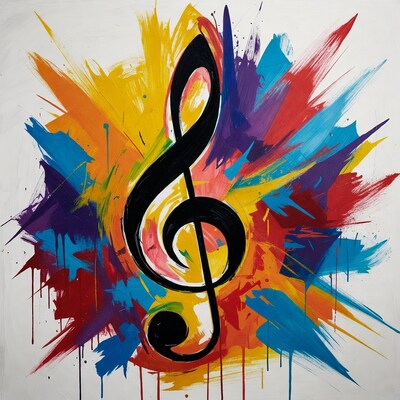 Treble Clef in Colorful Splatter Paint