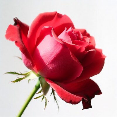 Red Rose on White Background
