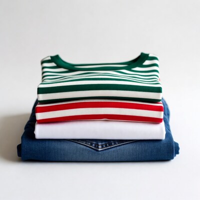 Stacked Striped Shirts and Jeans