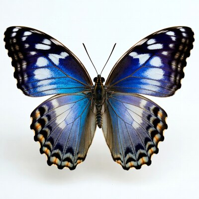Blue Morpho Butterfly on White Background