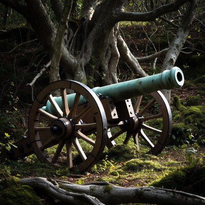 Old cannon in forest