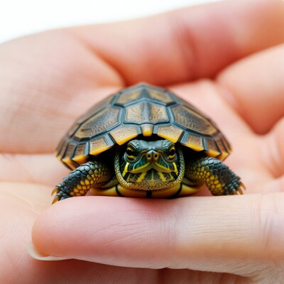 Baby turtle in human hand