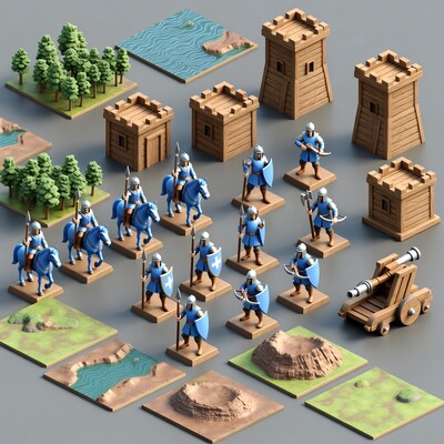 3D Medieval Knight Miniatures and Terrain