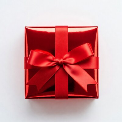 Red gift box with bow