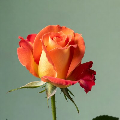 Orange Rose on Green Background