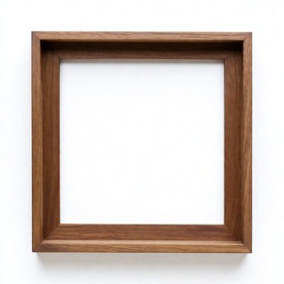 Wooden picture frame on white background